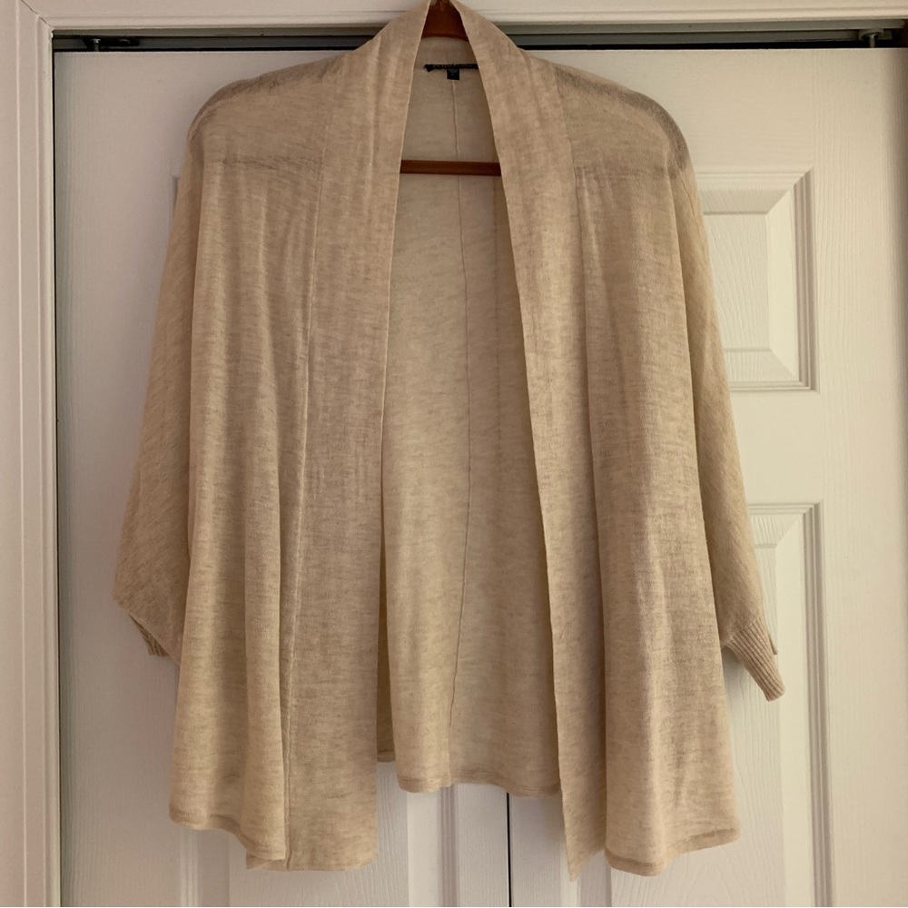 Eileen Fisher wool and camel open cardigan butterfly sleeve sweater size large